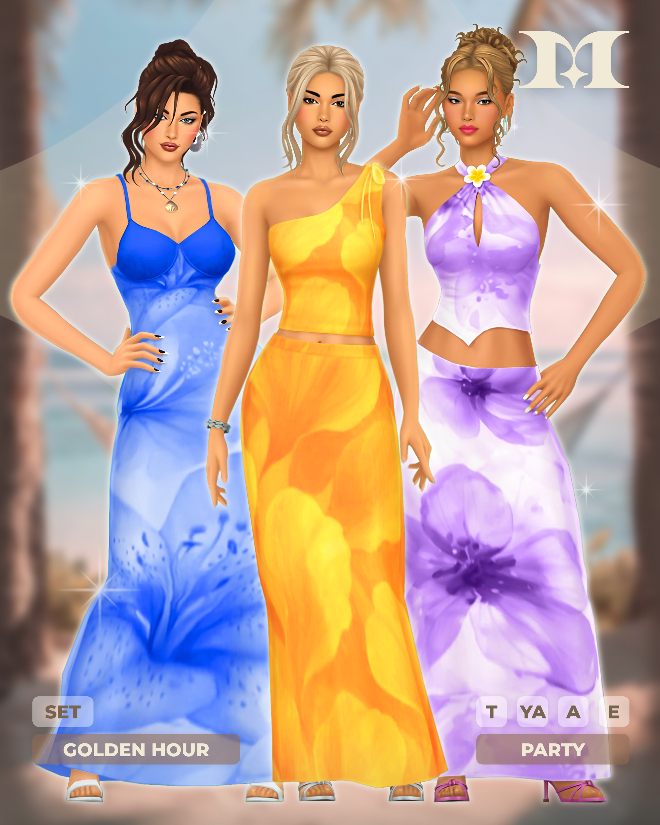 Наряды для отпуска Golden Hour Set для Sims 4