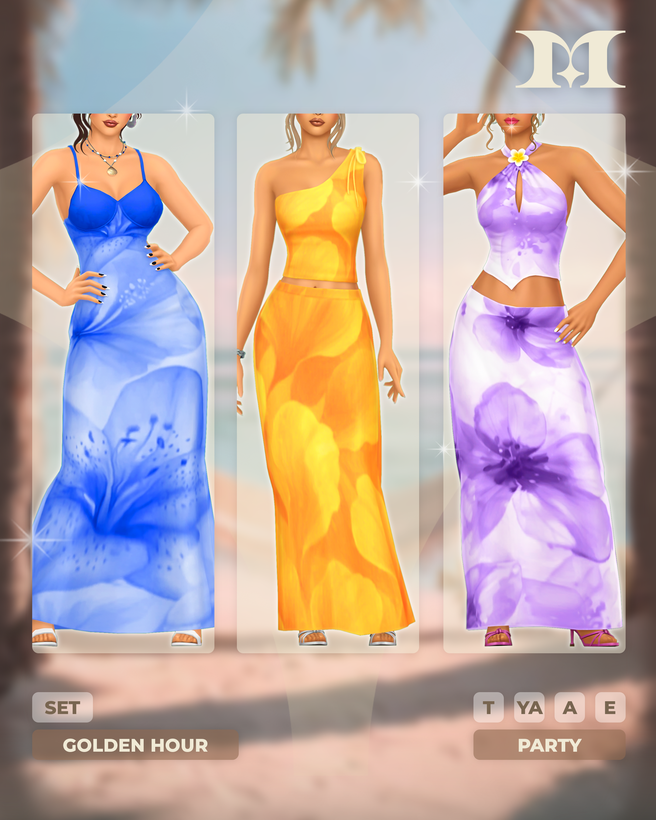 Наряды для отпуска Golden Hour Set для Sims 4