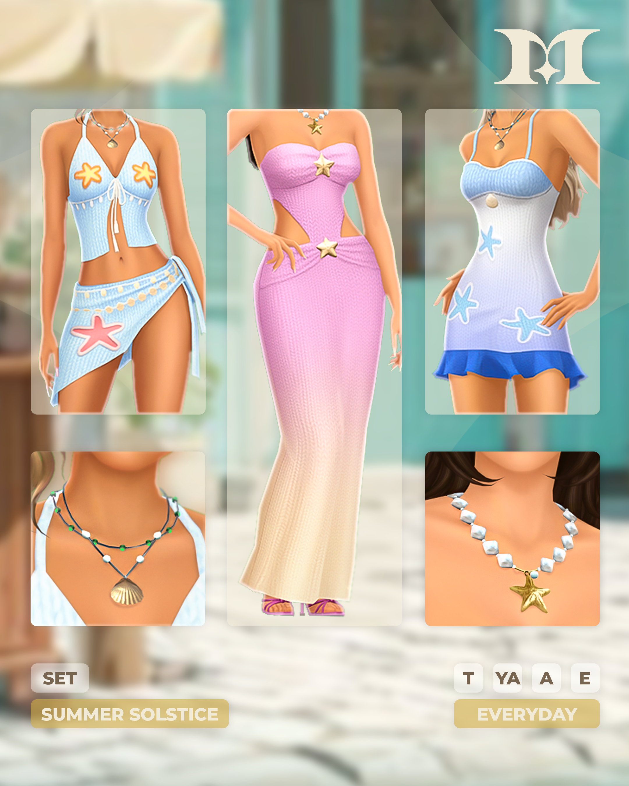 Пляжный сет Summer Solstice Set для Sims 4