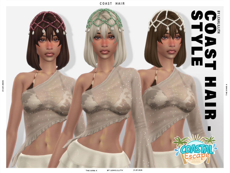 Женская прическа Coastal Escape Coast Bob Hairstyle для Sims 4