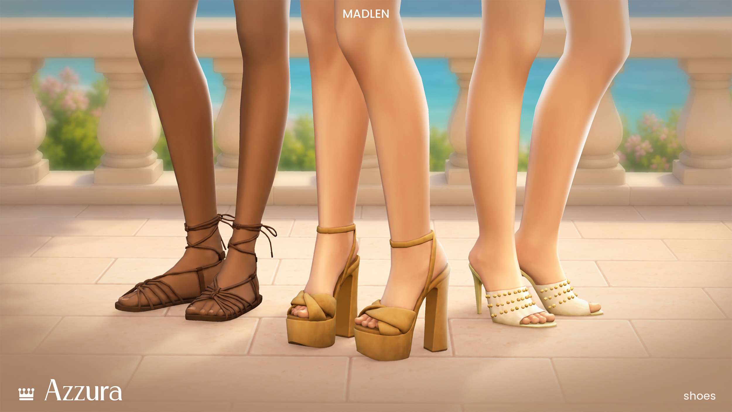 Набор летней обуви Azzura Shoe Set для Sims 4
