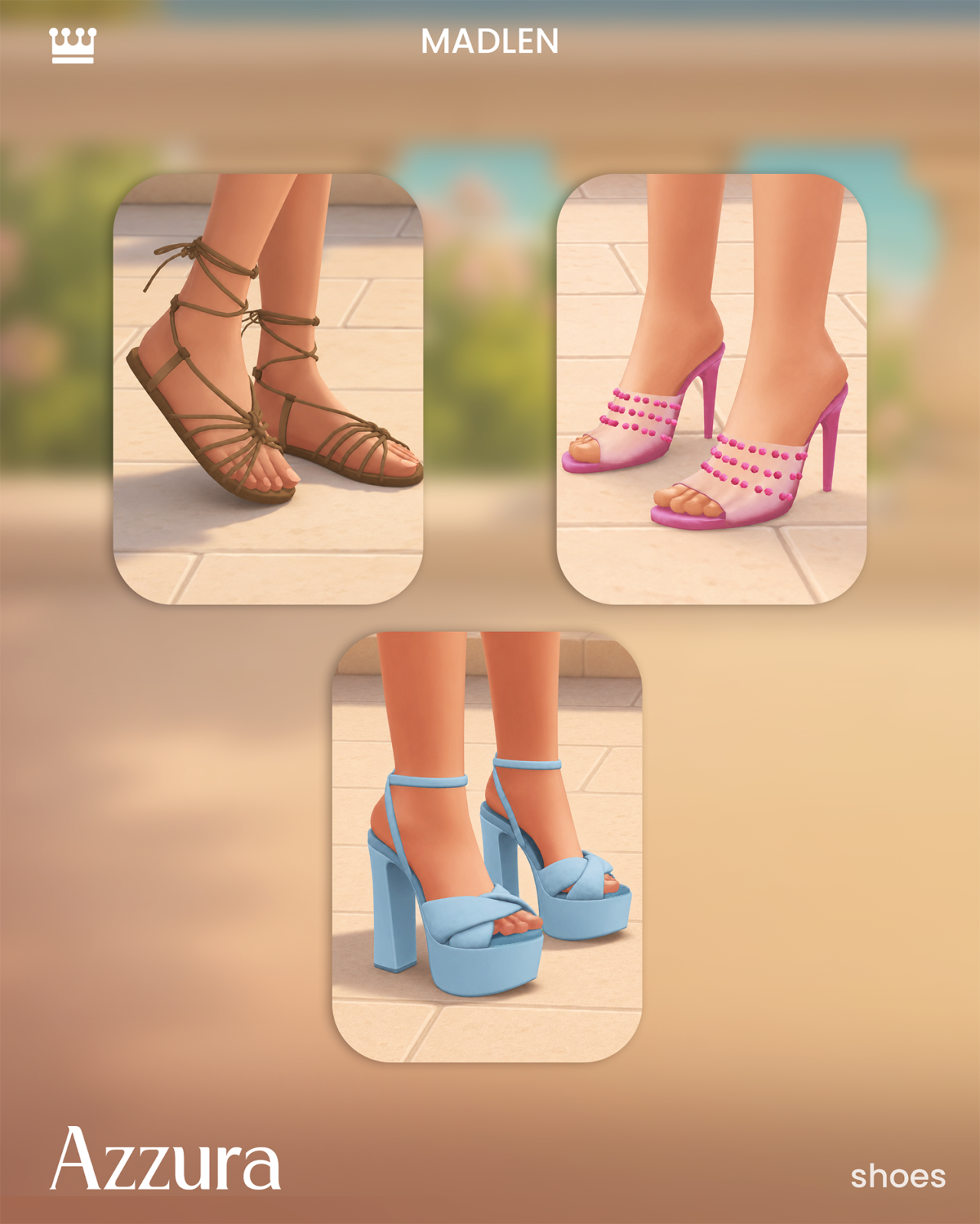 Набор летней обуви Azzura Shoe Set для Sims 4