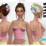 Женская прическа Coastal Escape Bleu Flower Hairclip Bun hairstyle для Sims 4 Женская прическа Coastal Escape Bleu Flower Hairclip Bun hairstyle для Sims 4
