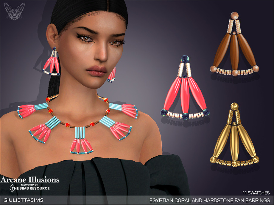 Комплект Клеопатры Arcane Illusions - Egyptian Coral and Hardstone Fan для Sims 4