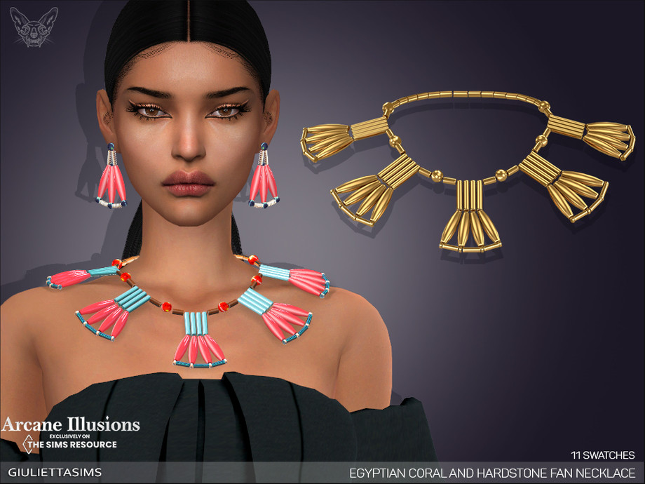 Комплект Клеопатры Arcane Illusions - Egyptian Coral and Hardstone Fan для Sims 4