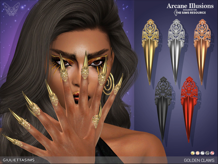 Накладные ногти Arcane Illusions - Golden Claws для Sims 4