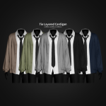 Кардиган с рубашкой и галстуком Tie Layered Cardigan для Sims 4 Кардиган с рубашкой и галстуком Tie Layered Cardigan для Sims 4