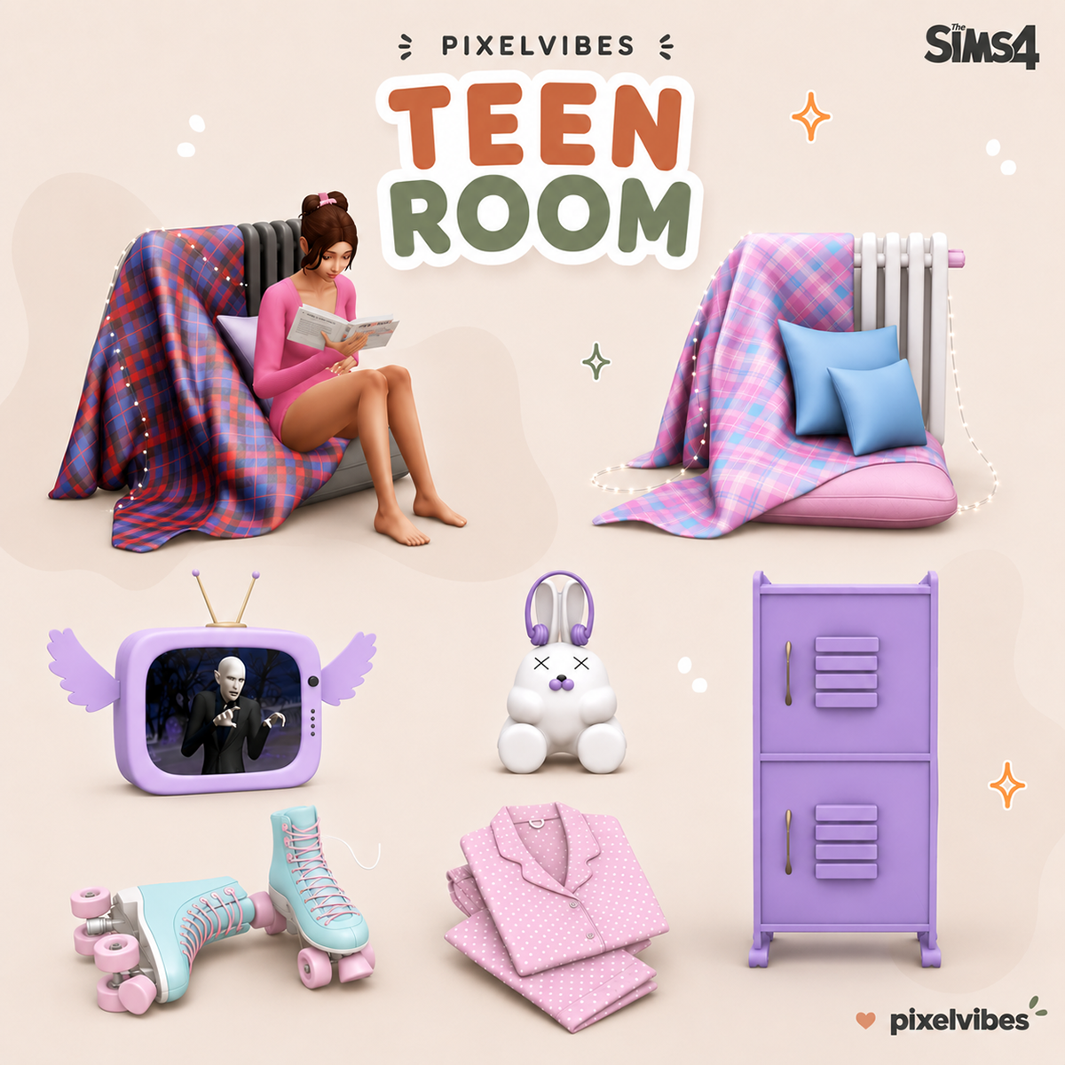 Сет для комнаты подростка Teen Room для Sims 4