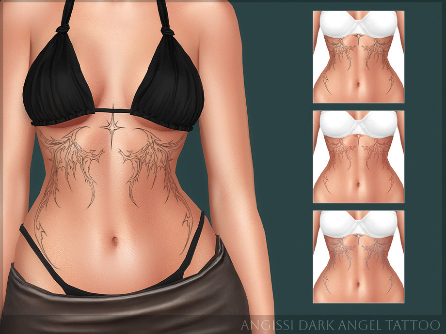 Тату для живота Dark Angel Tattoo для Sims 4