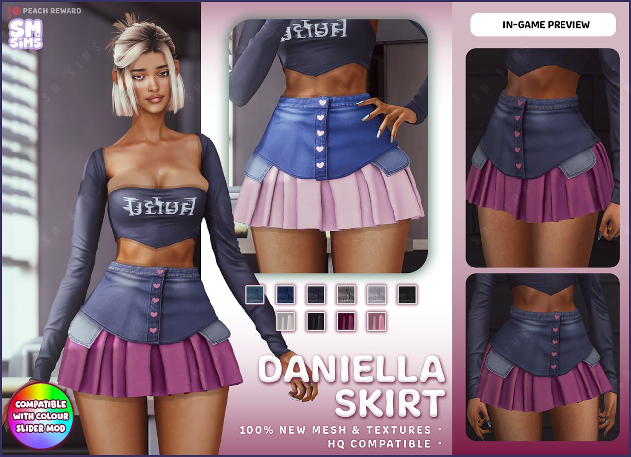 Юбка для симочек Daniella Skirt для Sims 4