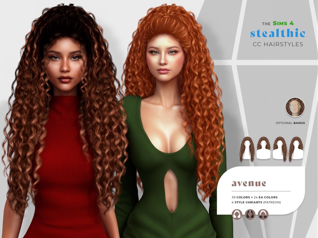 Женская прическа Avenue Hair для Sims 4