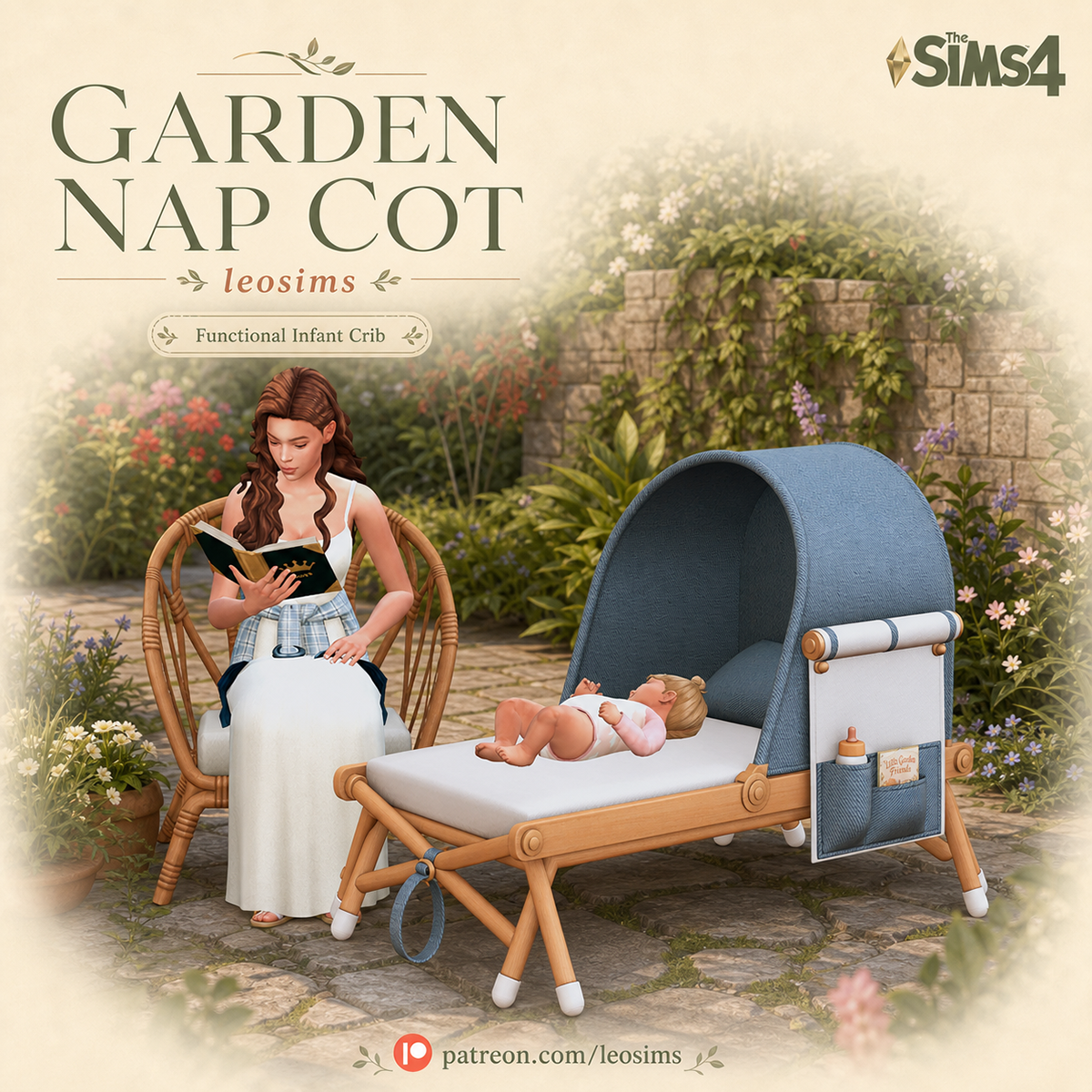 Кроватка для младенцев Infant Garden Nap Cot для Sims 4