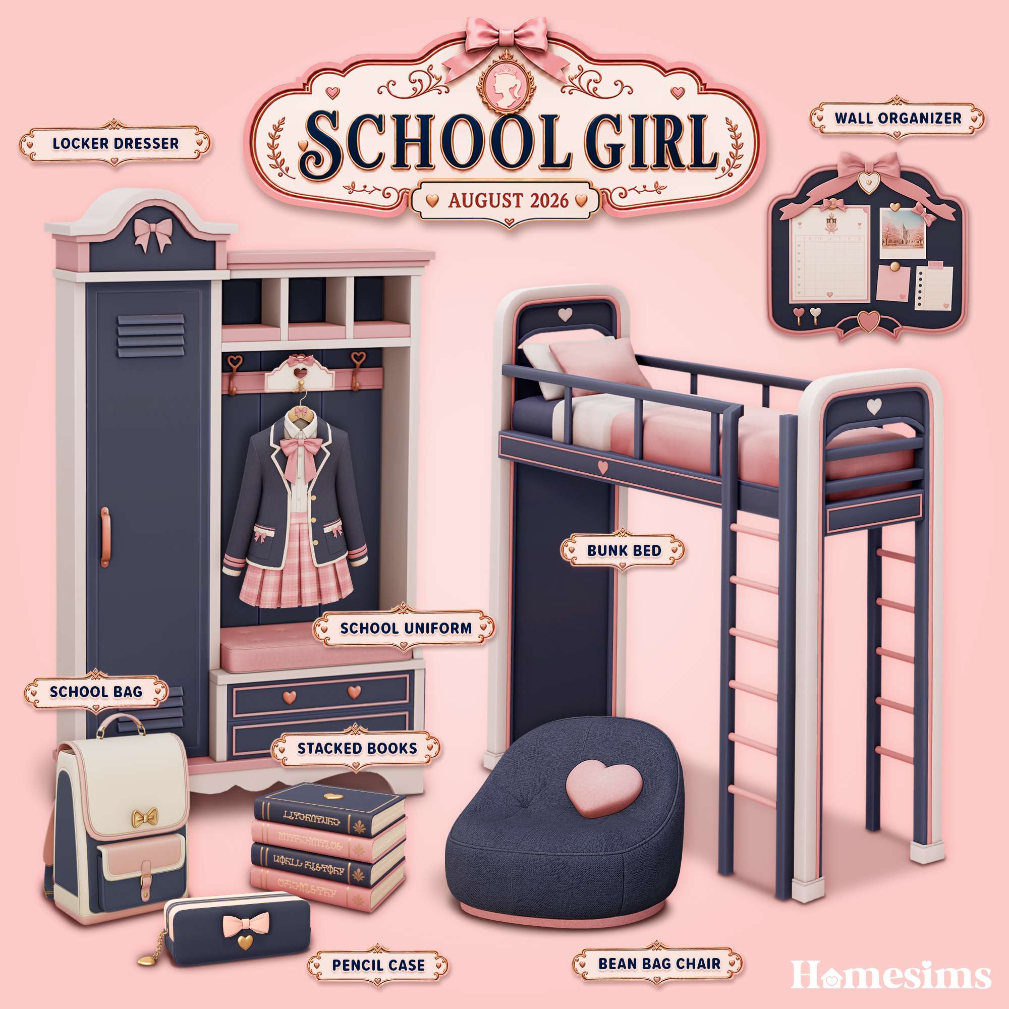 Комната школьницы School Girl для Sims 4