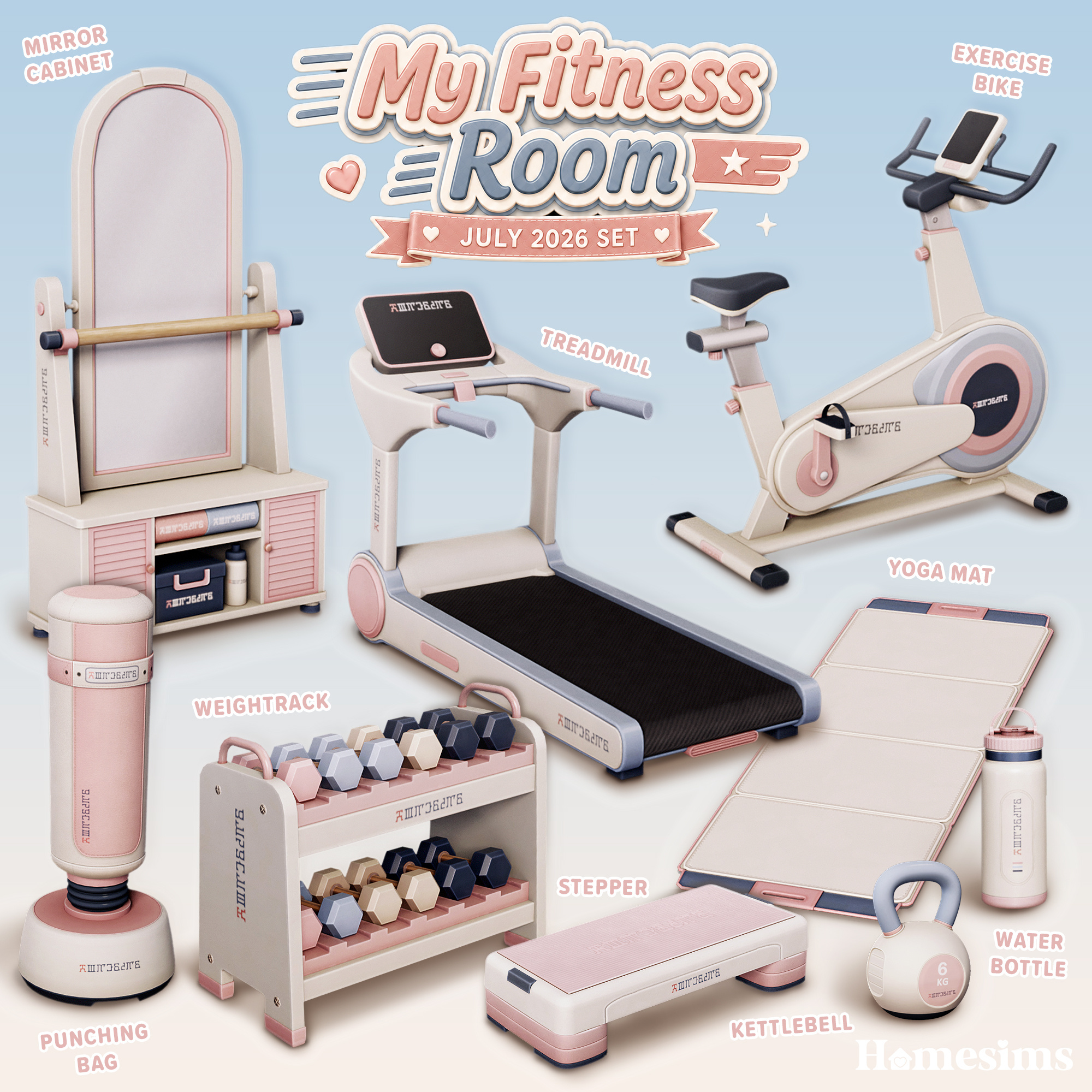 Сет для фитнес-зала My Fitness Room для Sims 4