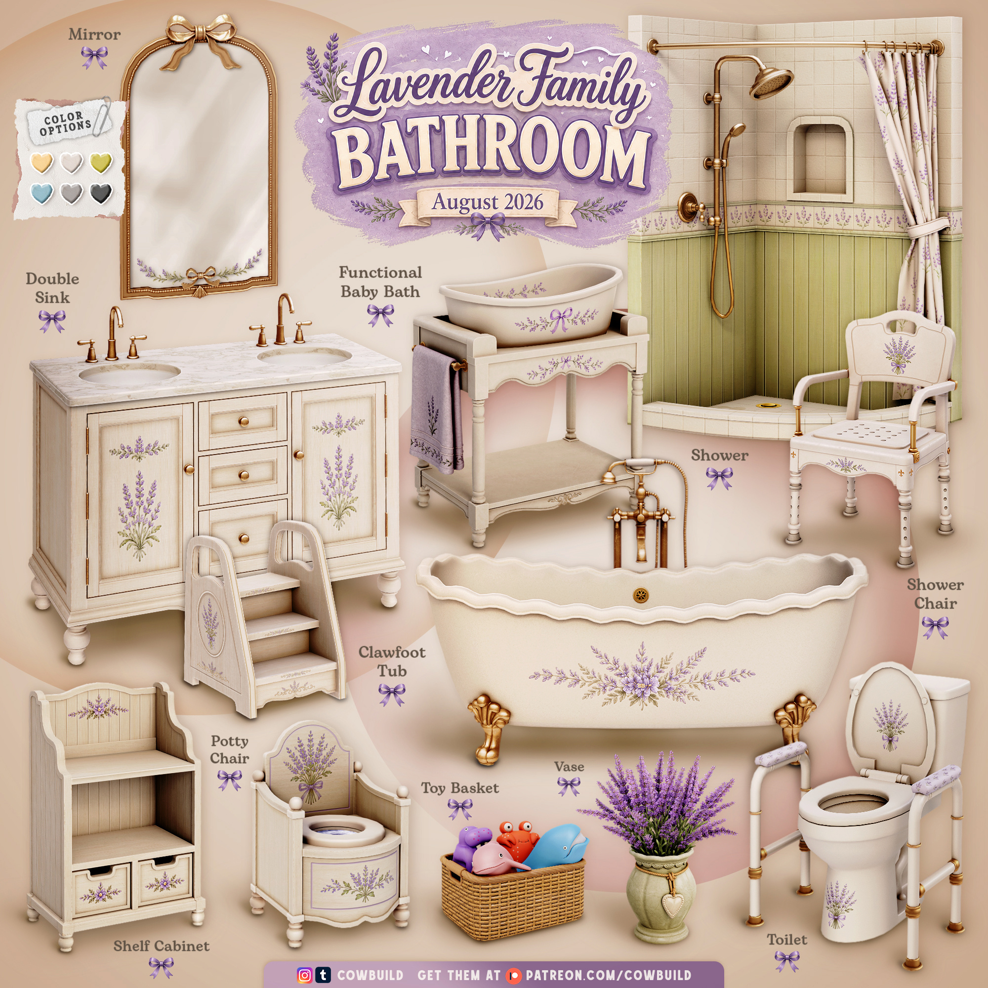 Ванная Lavender Family Bathroom для Sims 4