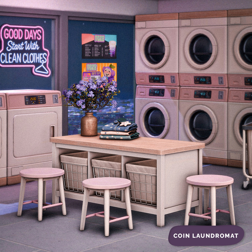 Прачечная Cozy Coin Laundry для Sims 4