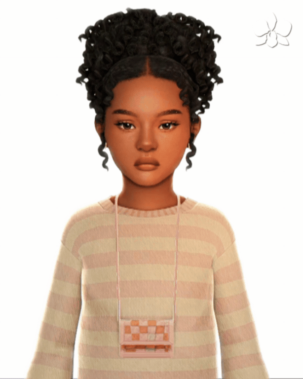 Прическа для девочек kaliyah curly puff для Sims 4