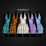 Платье для симочек Ruched Halter Dress для Sims 4