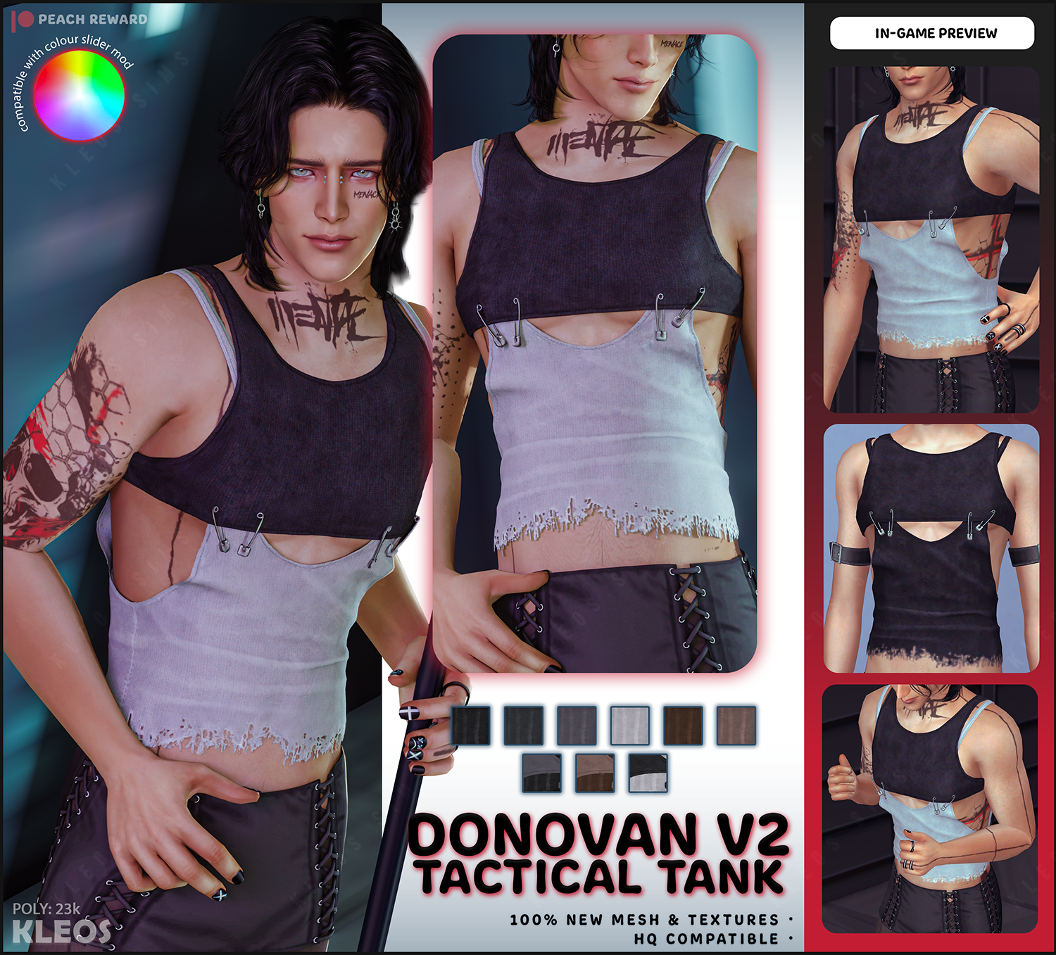 Майка для симов Donovan V2 Tactical Tank для Sims 4
