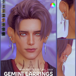 Пирсинг с накладными ушами Gemini Earrings для Sims 4 Пирсинг с накладными ушами Gemini Earrings для Sims 4
