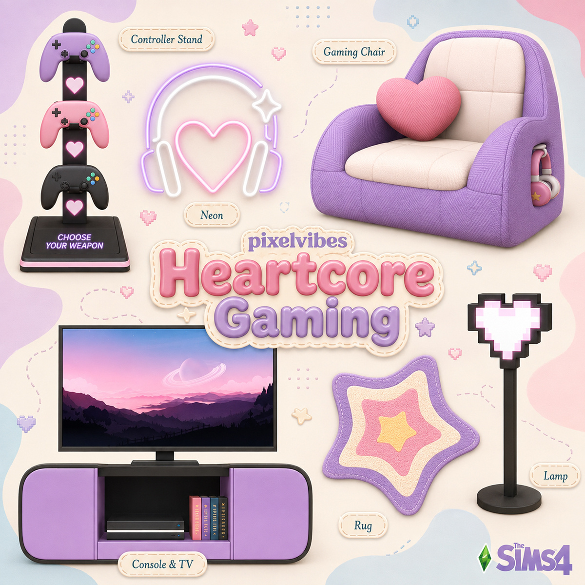Сет для геймера Heartcore Gaming для Sims 4