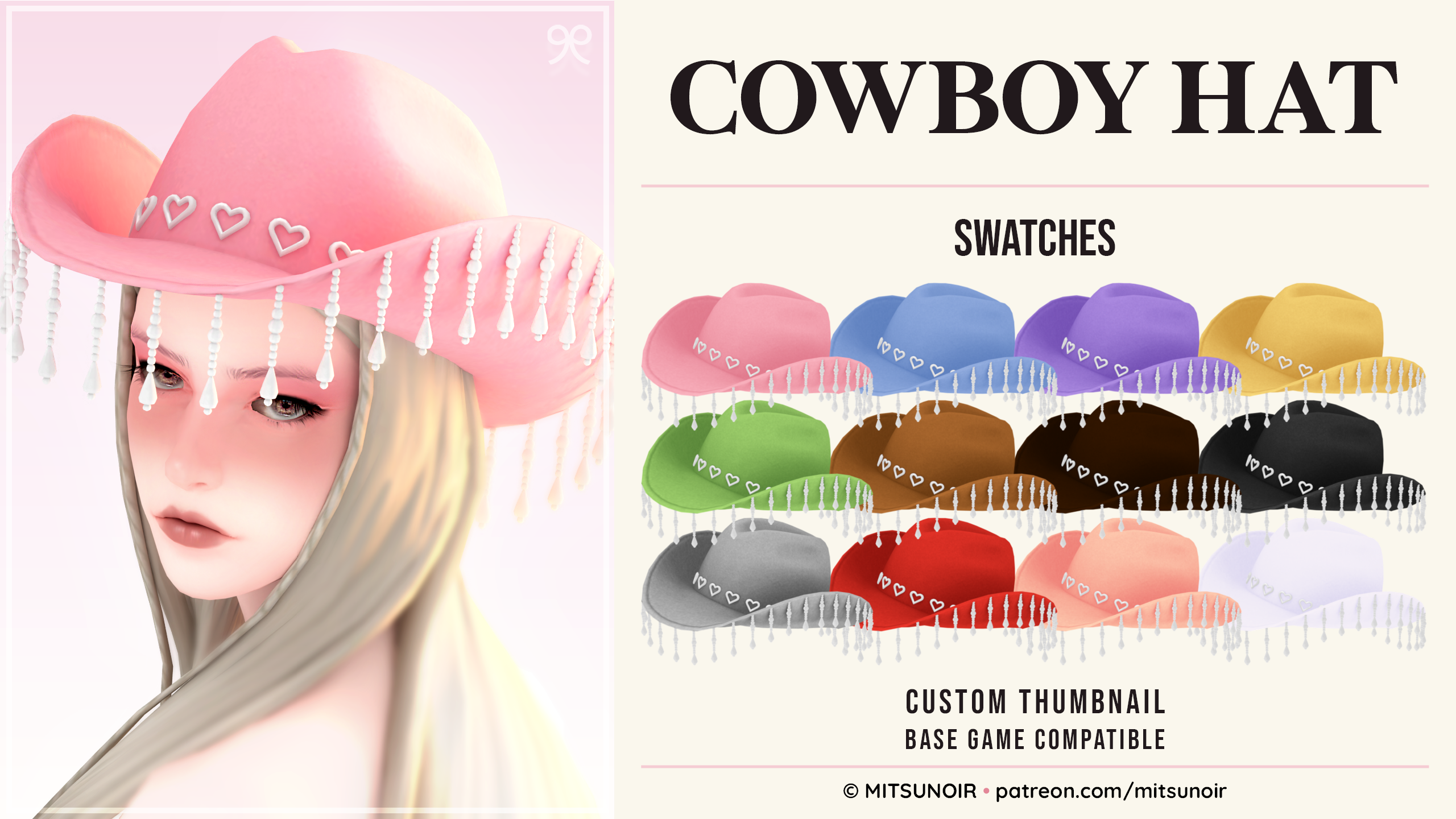 Ковбойская шляпа Cowboy Hat для Sims 4