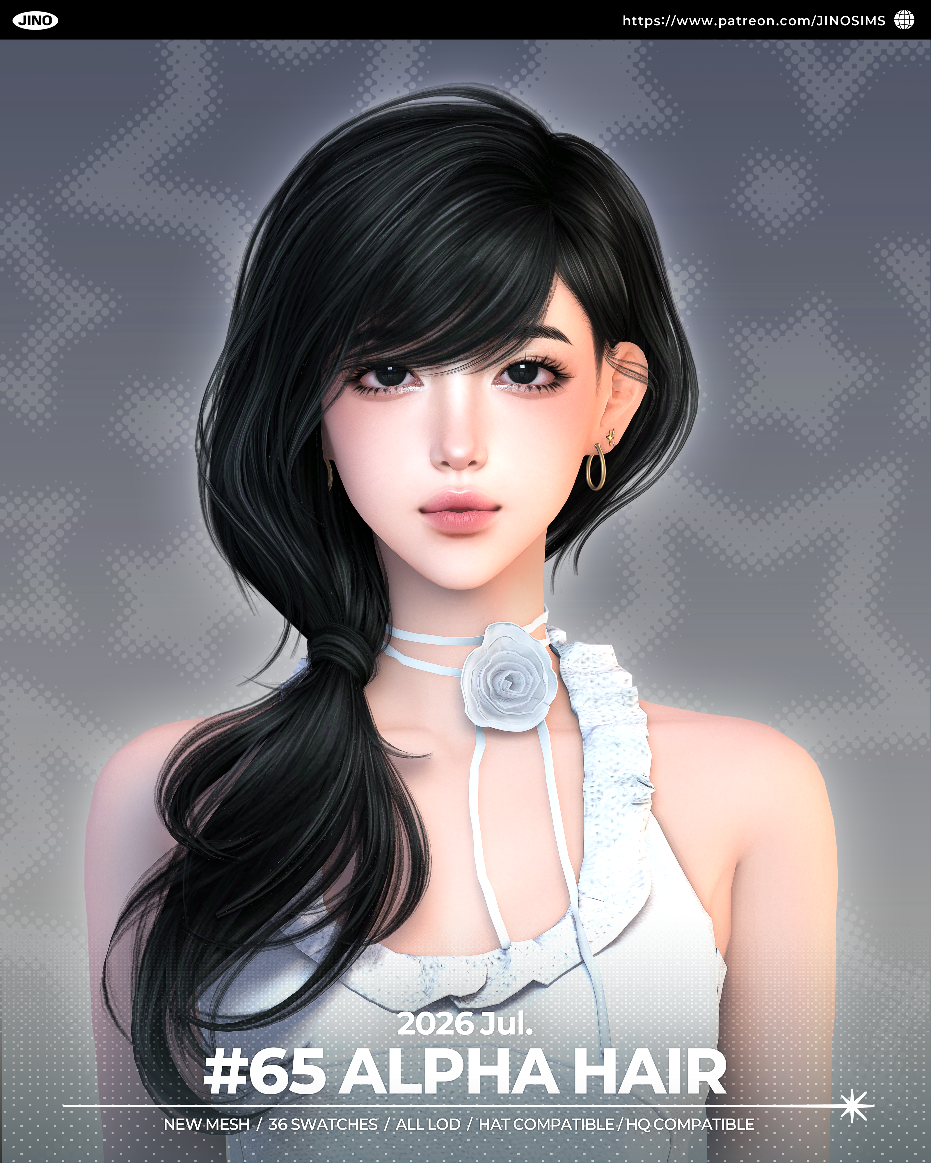 Женская прическа HAIR N65 для Sims 4