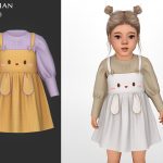 Наряд для малышек Scottie Dress With Bunny Detail And Bow Straps для Sims 4
