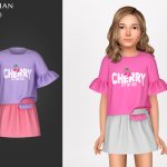 Наряд для девочек Alice Outfit With Graphic Top And Mini Skirt для Sims 4 Наряд для девочек Alice Outfit With Graphic Top And Mini Skirt для Sims 4