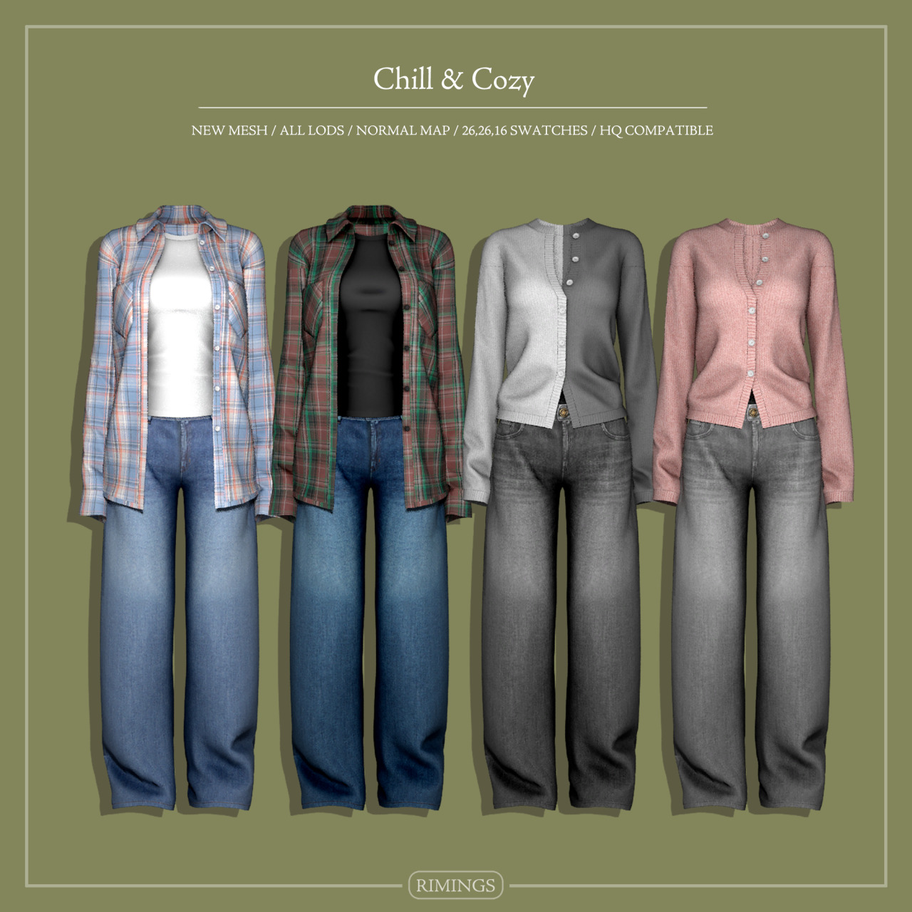 Повседневный комплект для симочки Chill & Cozy для Sims 4