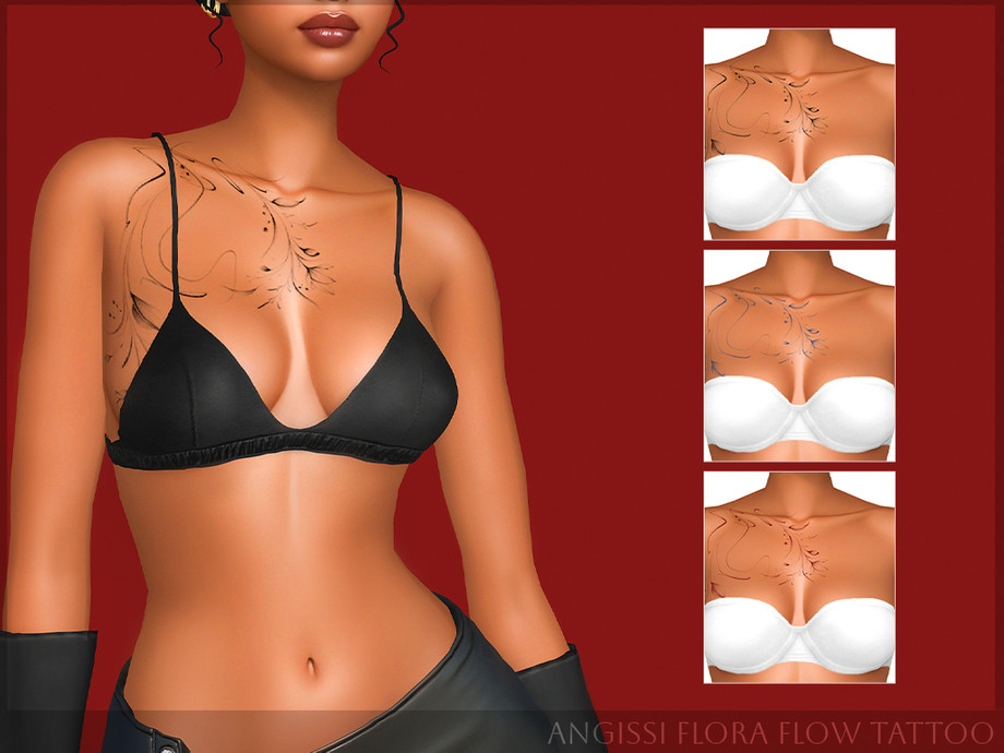 Татуировка для груди Flora Flow Tattoo для Sims 4