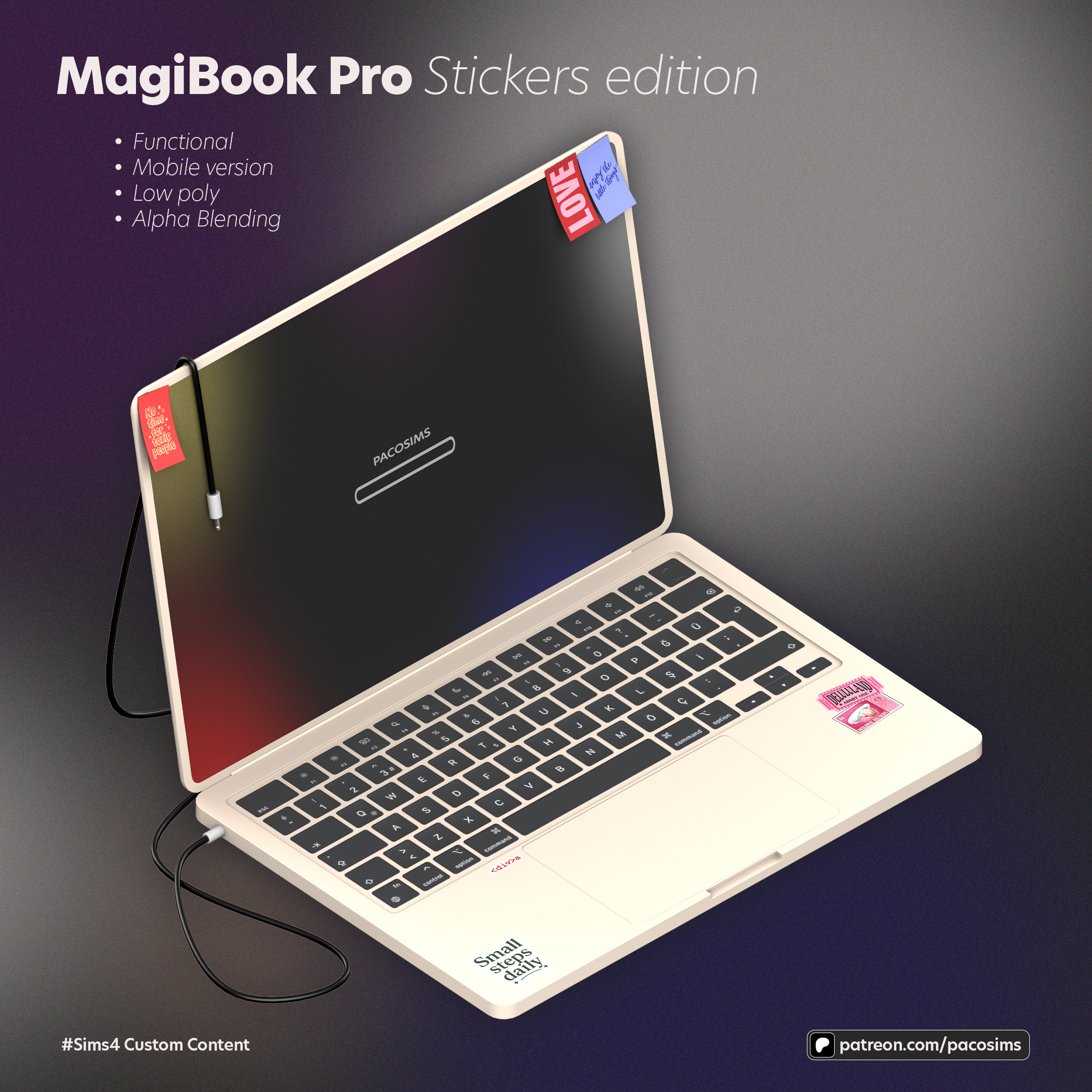 Ноутбук Stickers MagiBook для Sims 4