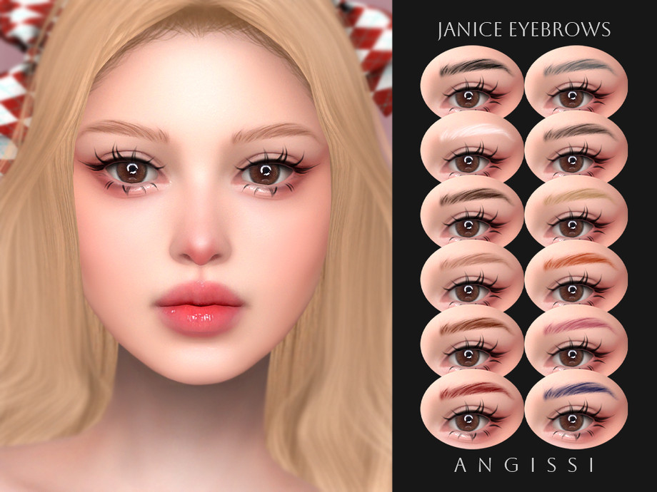 Брови и блеск Janice для Sims 4
