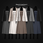 Деловой наряд для симочки Blazer & Long Dress II для Sims 4 Деловой наряд для симочки Blazer & Long Dress II для Sims 4