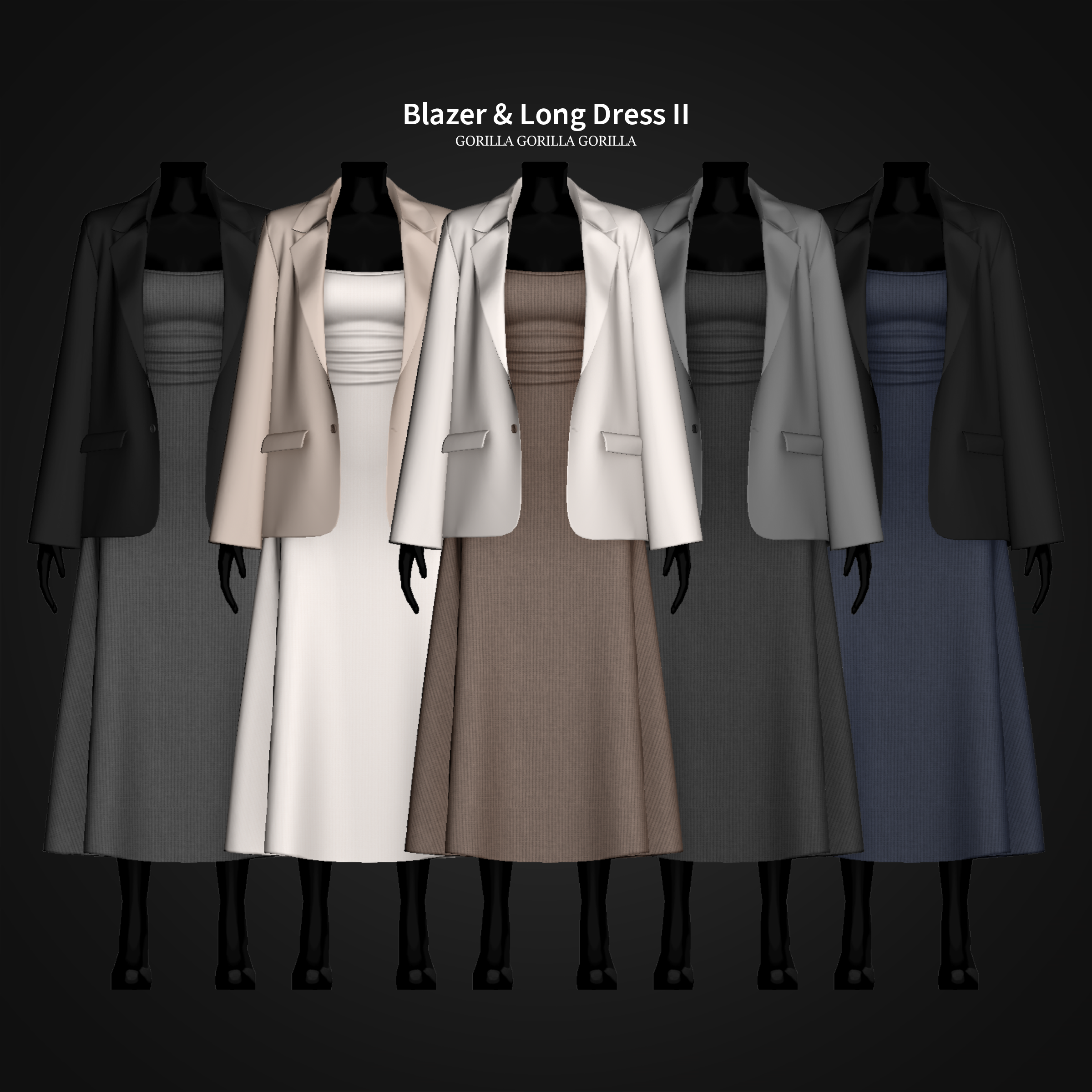 Деловой наряд для симочки Blazer & Long Dress II для Sims 4