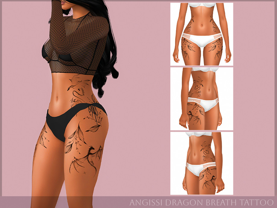 Тату для бедер Dragon Breath Tattoo для Sims 4