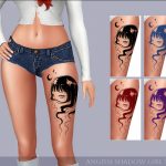 Тату для бедра Shadow Girl Tattoo для Sims 4 Тату для бедра Shadow Girl Tattoo для Sims 4