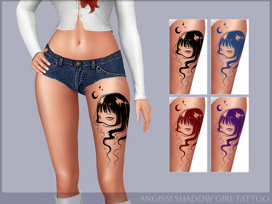 Тату для бедра Shadow Girl Tattoo для Sims 4