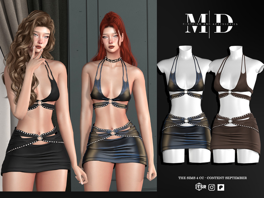 Лиф и мини-юбка Melissa two-piece set для Sims 4