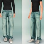 Мужские джинсы Male 2000's Loose Fit Jeans для Sims 4