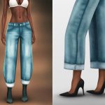 Женские джинсы Deep Cuffed Balloon Jeans для Sims 4 Женские джинсы Deep Cuffed Balloon Jeans для Sims 4