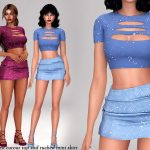 Сверкающий сет Stardust crop top and skirt set для Sims 4