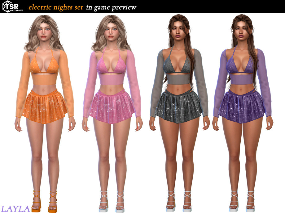 Блистательный сет Electric Nights Set для Sims 4