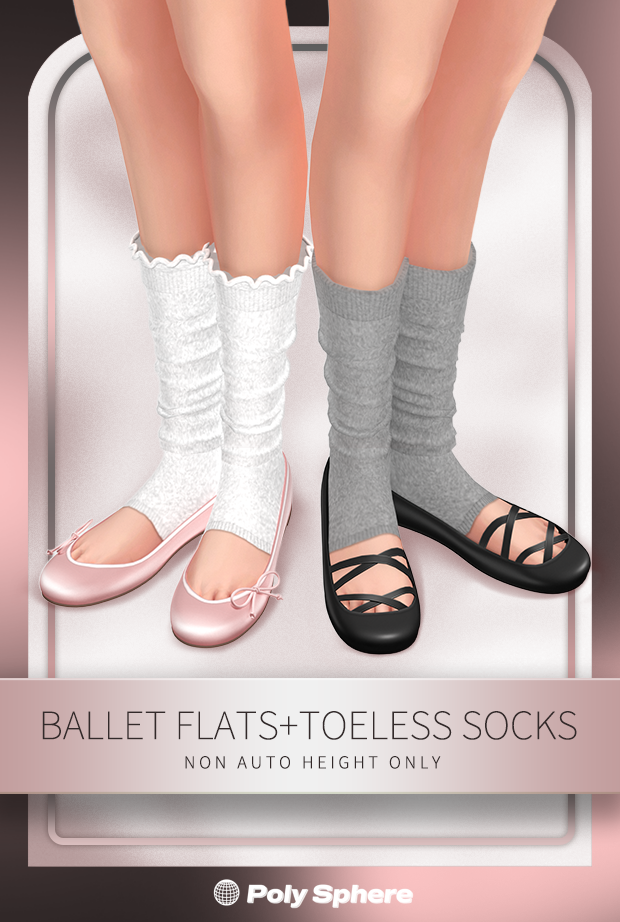 Балетный сет Ballet Flats + Toeless Socks для Sims 4