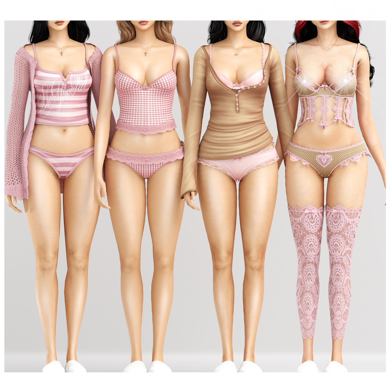 Нижнее белье для симочек Dollcore Sleepwear Set для Sims 4