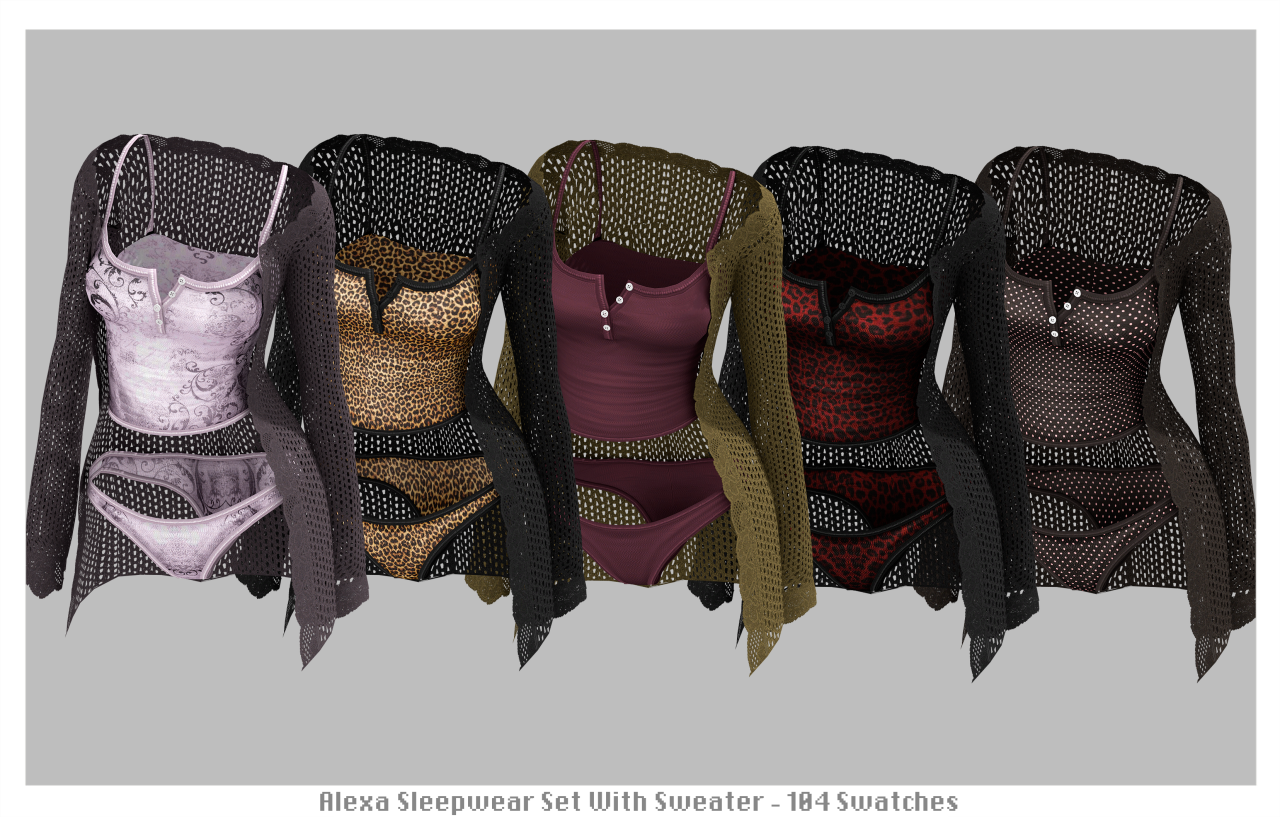 Нижнее белье для симочек Dollcore Sleepwear Set для Sims 4