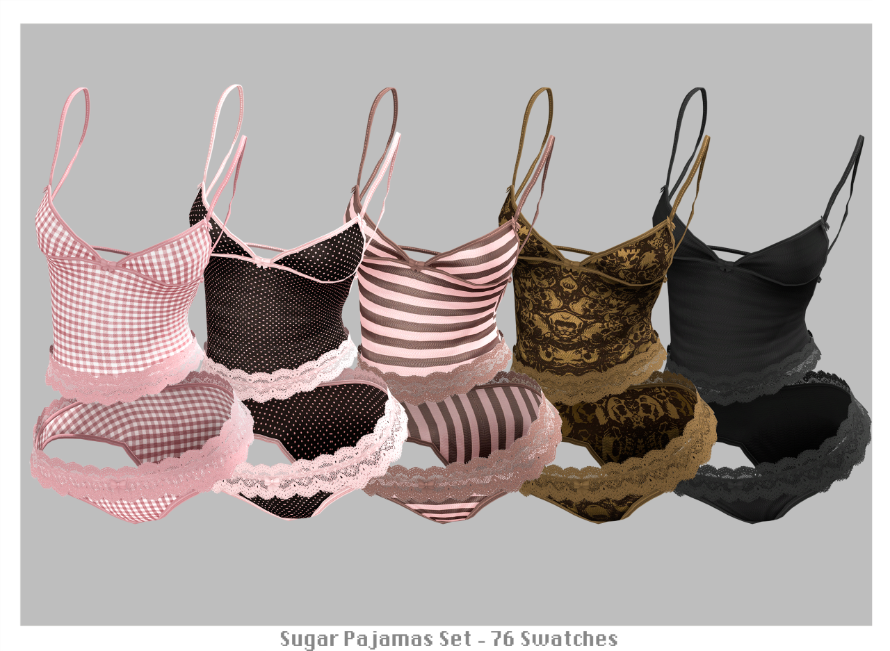 Нижнее белье для симочек Dollcore Sleepwear Set для Sims 4