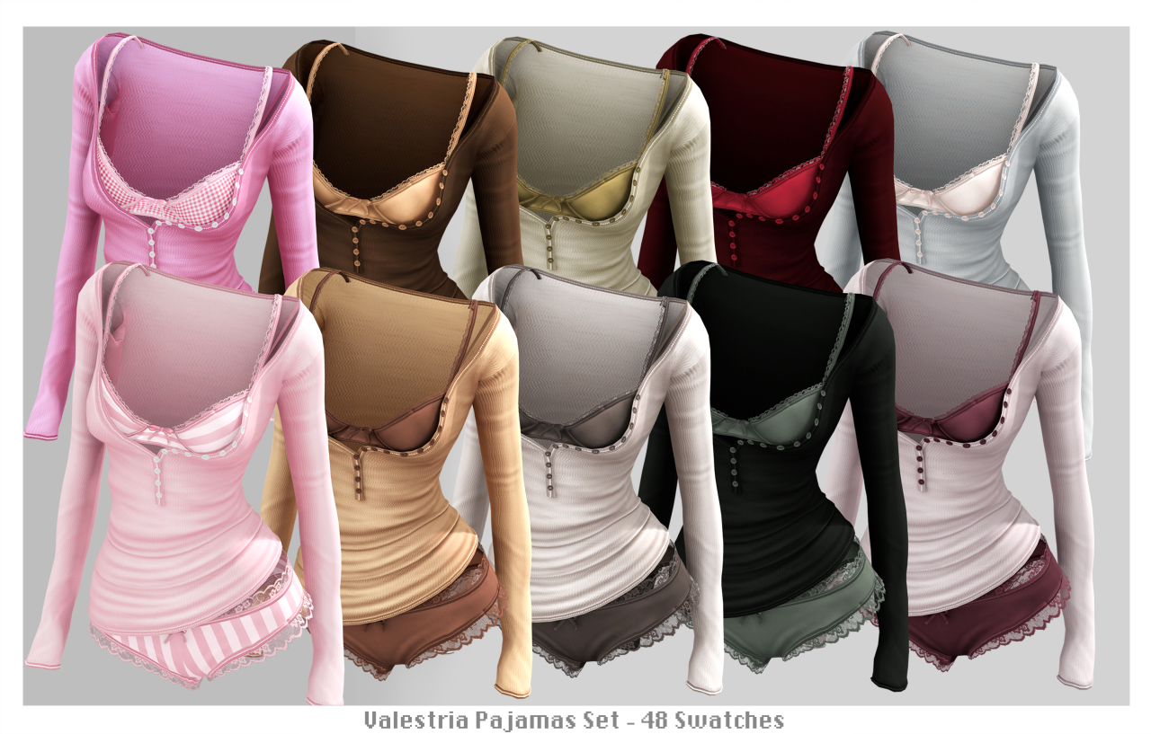 Нижнее белье для симочек Dollcore Sleepwear Set для Sims 4