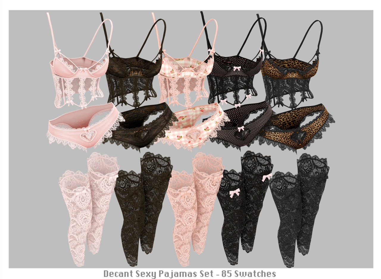 Нижнее белье для симочек Dollcore Sleepwear Set для Sims 4