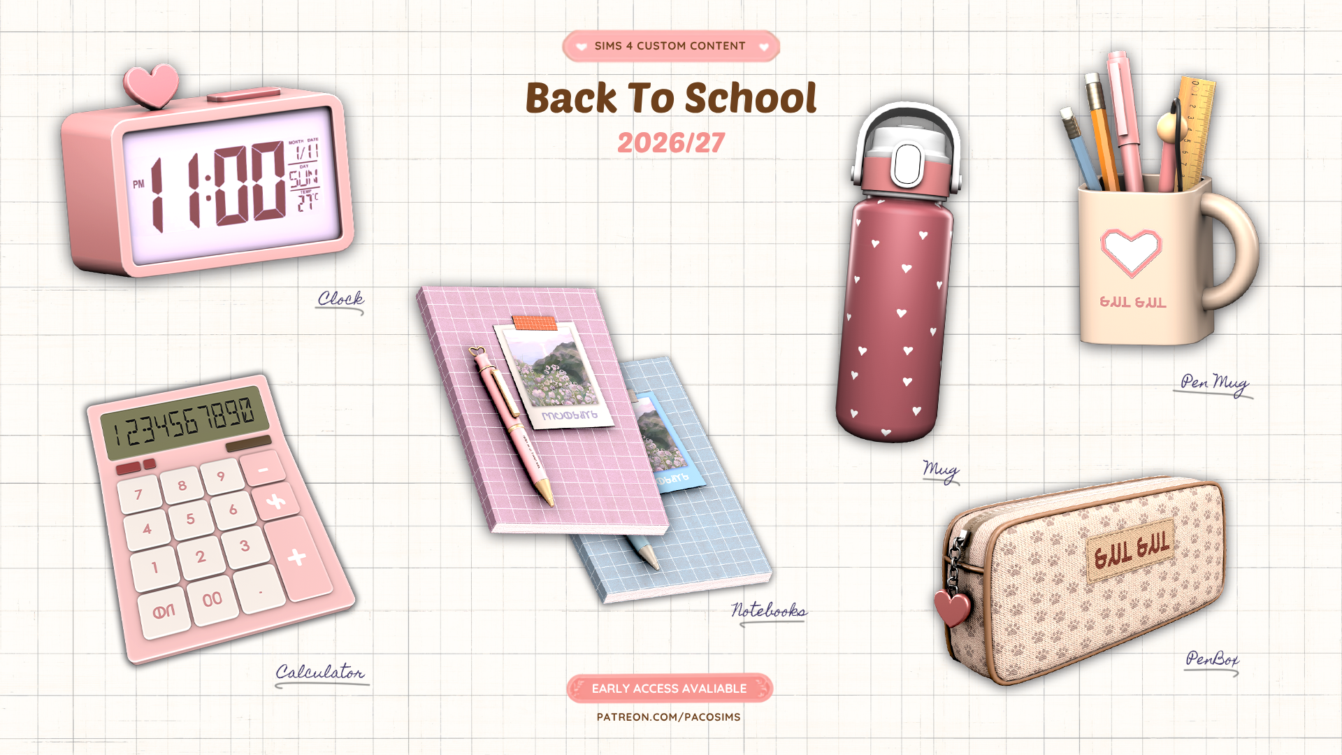 Школьный сет Back To School 2026/27 для Sims 4